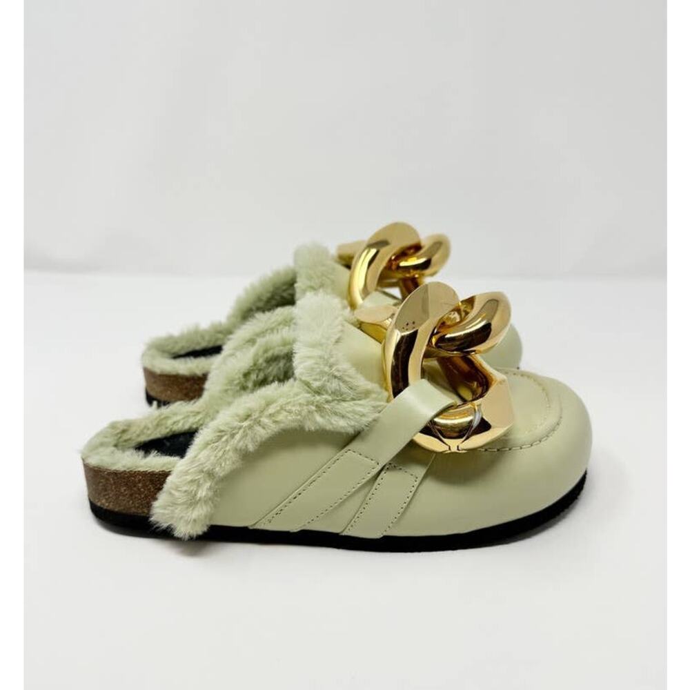 NEW JW Anderson Fuzzy Mule Clog Slip On Flat Light Mint Green EU 36 - Picture 6 of 12